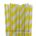 Biodegradable Yellow Striped Paper Straw with 143 Colors for Happy Party Decoration